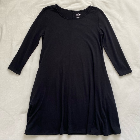Black T-Shirt Dress with Pockets - Picture 1 of 5